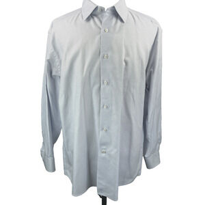David Donahue Horizontal Dress Shirt Button Up Long Sleeve Size 18 Trim - 34/35